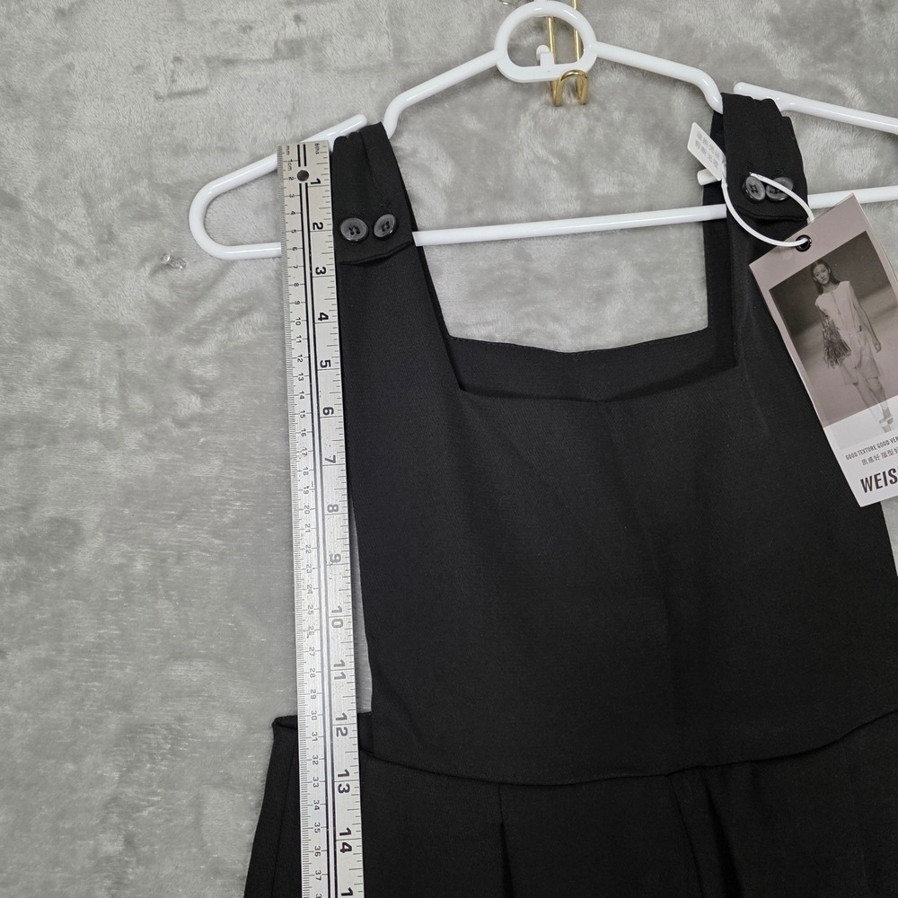 Wide Leg Overalls Jumpsuit Square Neck Women S Black NEW Office Wear Chic Modern - Picture 7 of 15